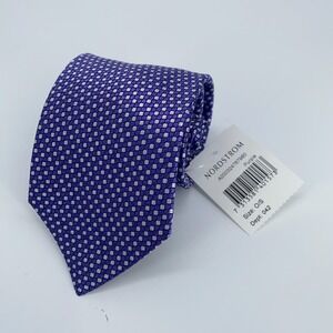 Eton Tie Men One Size Purple Patterned Silk Classic Fit Necktie Italy Made NWT